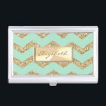 Étui Pour Cartes De Visite Fille moderne élégante, Glitterie rayée Faux Or<br><div class="desc">Élégant arrière - plan glamour glamour. Un design élégant et sophistiqué. L'idée cadeau cool parfaite pour elle en toute occasion.</div>