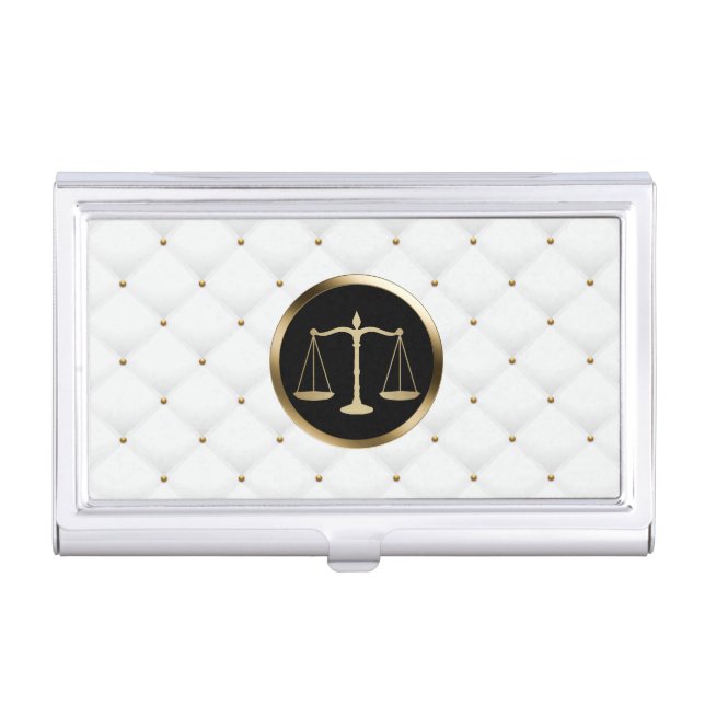 Étui Pour Cartes De Visite Luxe de logo d'échelle d'or de mandataire d'avocat (devant)