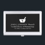 Étui Pour Cartes De Visite Nom de coutume de symbole de mortier et de pilon<br><div class="desc">Porte-cartes de carte de visite nommé fait sur commande de pharmacien.</div>