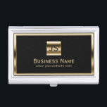 Étui Pour Cartes De Visite Obscurité professionnelle encadrée par or<br><div class="desc">Porte-cartes de carte de visite professionnel encadré par or d'initiales de monogramme.</div>