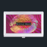 Étui Pour Cartes De Visite Pink Zebra Print Rainbow Gold Parties scintillant<br><div class="desc">Customisez avec n'importe quel texte ou laissez-le vide.</div>