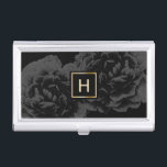 Étui Pour Cartes De Visite Salon de beauté floral foncé élégant de monogramme<br><div class="desc">Porte-cartes de carte de visite floral foncé élégant de salon de beauté de monogramme.</div>