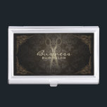 Étui Pour Cartes De Visite Salon de coiffure élégant de damassé encadré par<br><div class="desc">Porte-cartes de carte de visite élégant encadré par cru de salon de coiffure de damassé.</div>
