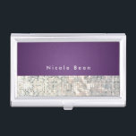 Étui Pour Cartes De Visite Titulaire de carte d'affaires violet Silver Sequor<br><div class="desc">Titulaire de carte d'affaires violet Silver Sequins. Customisez avec n'importe quel texte ou laissez-le vide.</div>