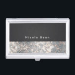 Étui Pour Cartes De Visite Titulaire de carte de visite Black Silver Glamor S<br><div class="desc">Titulaire de carte d'affaires Black & Tan Glamor Sequins. Customisez avec n'importe quel texte ou laissez-le vide.</div>