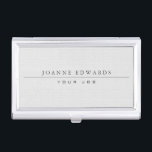 Étui Pour Cartes De Visite Toile de jute blanche professionnelle moderne<br><div class="desc">Texture blanche minimaliste professionnelle élégante moderne de toile de jute de faux,  porte-cartes de carte de visite.
Vous pouvez facilement changer le texte.
Employez les capitaux et les blancs entre les lettres.
Si vous avez besoin de l'aide,  je serai heureux de vous aider,  vous peux m'envoyer un courrier.</div>