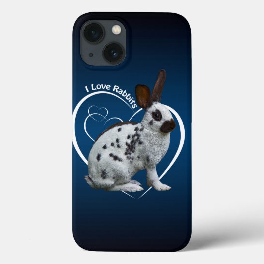 Étui pour iPad I Love Rabbits (Bleu/Noir) (Verso)