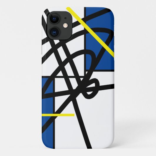 Étui pour iPhone 11 Art Abstrait Jaune Bleu (Dos)