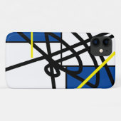 Étui pour iPhone 11 Art Abstrait Jaune Bleu (Dos (Horizontal))