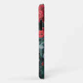 Étui pour iPhone 11 Fleurs de Roses Rouges Vertes  (Dos/Droite)