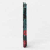Étui pour iPhone 11 Fleurs de Roses Rouges Vertes  (Dos/Gauche)