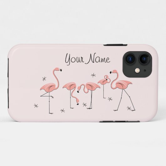 Étui pour iPhone 11 'Nom' du groupe rose des flama (Dos (Horizontal))