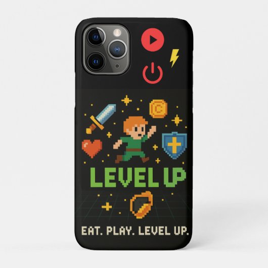 Étui pour iPhone 11 Pro Level Up Gamer – Pixels Ré (Dos)