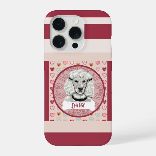 Étui pour iPhone 11 Pro Poodle + nom Valentine Hea (Verso)