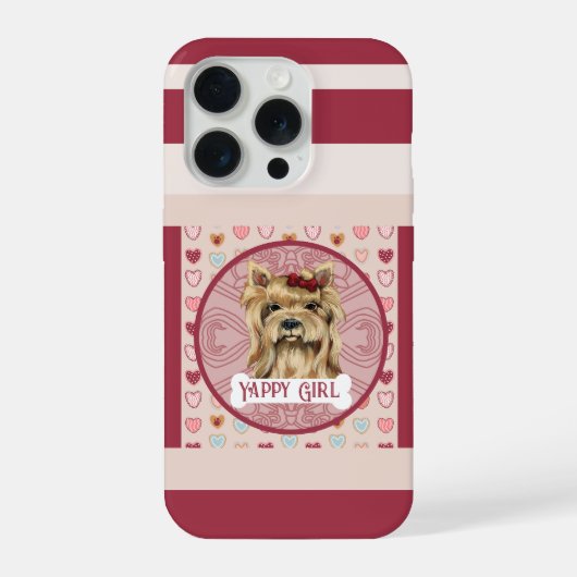 Étui pour iPhone 11 Pro Yorkie + nom Valentine Hea (Verso)