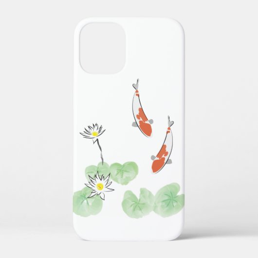 Étui pour iPhone 12 Mini avec bassin de carpes koï (Verso)