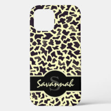 Étui pour iPhone 12 Monogramme Personnalisé Léopar