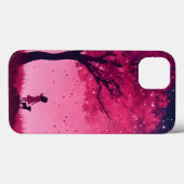 Étui pour iphone 13 arbre rose et étoiles (Verso (horizontal))