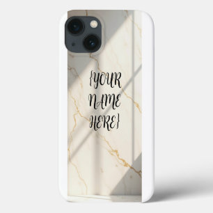 Étui pour iPhone 13 au marbre crémeux avec monogra