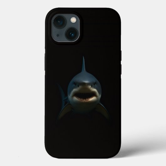 Étui pour iPhone 13 Black 4 Luxe, Grand requin bla (Verso)