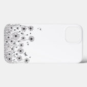 Étui pour iPhone 13 Fleur sauvage noir et blanc (Verso (horizontal))