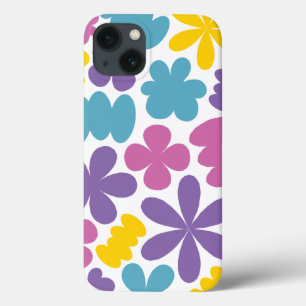 Étui pour iPhone 13 'Fleurs Rétro Colorées Brillan