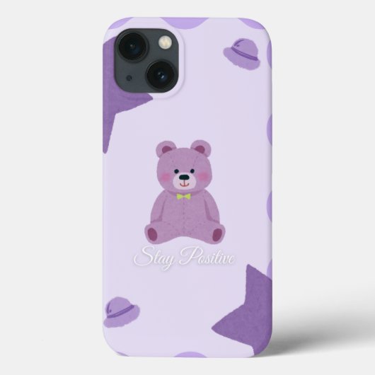 Étui pour iPhone 13 Ourson Cosmique Violet Pastel (Verso)