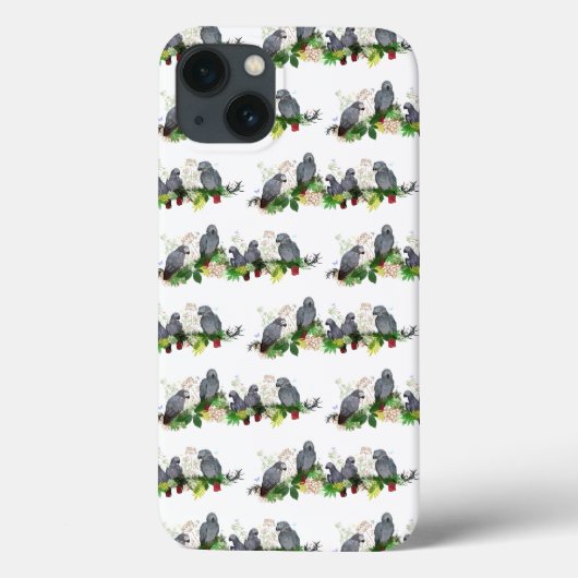 Étui pour iPhone 13 pour la fête du perroquet gris (Verso)