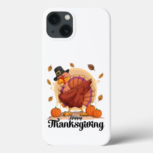 Étui pour iPhone 13 Typography Happy Thanksgiving (Verso)