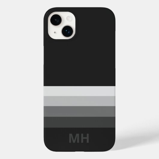 Étui pour iPhone 14 Monogramme à Rayures Modernes (Verso)