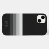 Étui pour iPhone 14 Monogramme à Rayures Modernes (Verso (horizontal))