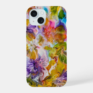 Étui pour iPhone 15 avec art abstrait vibrant pein