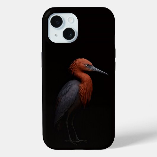 Étui pour iPhone 15 Black 4 Luxe, Aigrette roussât (Verso)