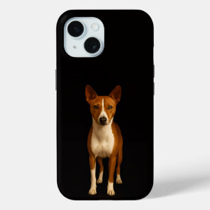 Étui pour iPhone 15 Black 4 Luxe, Chien Basenji Él