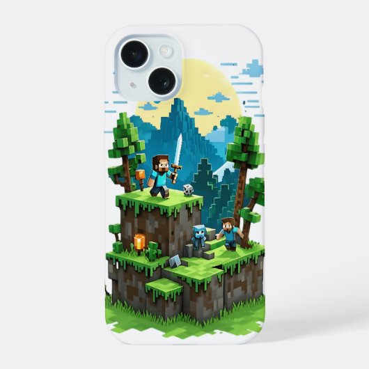 Étui pour iPhone 15 BlockQuest Adventures – Pixel  (Verso)