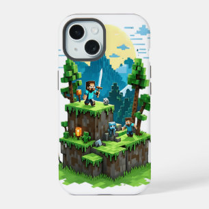 Étui pour iPhone 15 BlockQuest Adventures – Pixel 