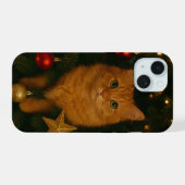 Étui pour iPhone 15 Chat de l'Arbre de Noël (Verso Horizontal)