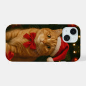 Étui pour iPhone 15 Chat Ruban de Noël (Verso Horizontal)