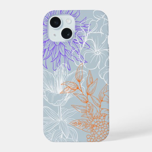 Étui pour iPhone 15 'Floral Line Art' (Verso)