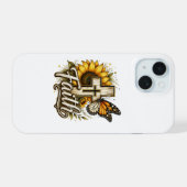 Étui pour iPhone 15 Foi et Tournesols  (Verso Horizontal)