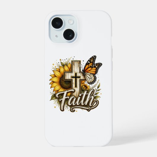 Étui pour iPhone 15 Foi et Tournesols  (Verso)