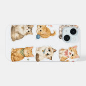 Étui pour iPhone 15 motif autocollants de chat (Verso Horizontal)