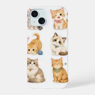 Étui pour iPhone 15 motif autocollants de chat