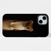 Étui pour iPhone 15 Plus Black 4 Luxe, Belette élé (Verso Horizontal)