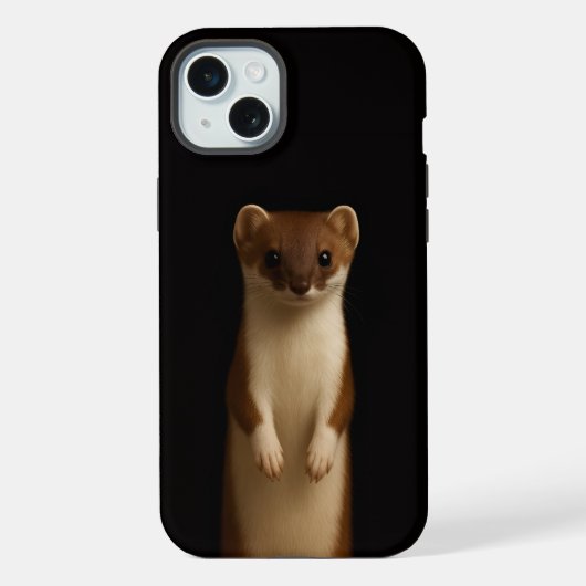 Étui pour iPhone 15 Plus Black 4 Luxe, Belette élé (Verso)