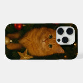 Étui pour iPhone 15 Pro Chat de l'Arbre de Noël (Verso Horizontal)