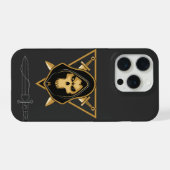 Étui pour iPhone 15 Pro Dark Hooded Skull (Verso Horizontal)