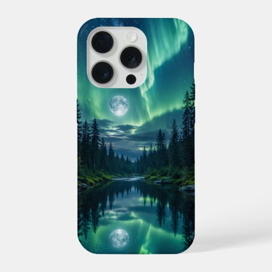 Étui pour iPhone 15 Pro Forêt d'Aurore (Verso)