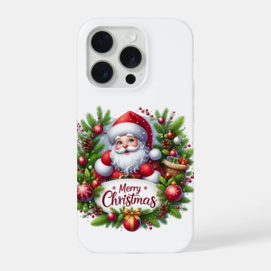 Étui pour iPhone 15 Pro Joyeux Noël (Verso)