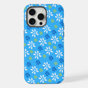 Étui pour iPhone 15 Pro Max à motif de fleurs bleu